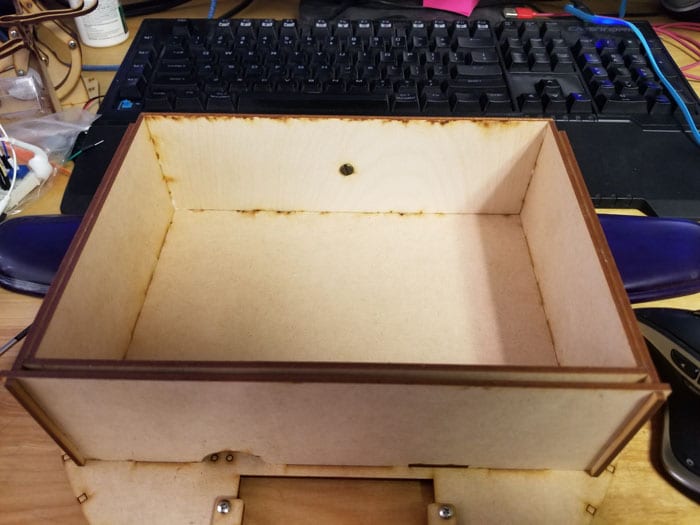 Ocarina box drawer made with laser cut wooden panels.