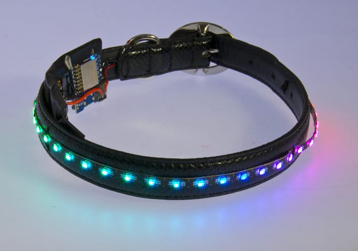 MicroNova Custom LED Choker lit up in full colour
