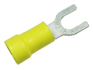 Crimp - Insulated Spade, 12-10AWG, #8 Hole, Yellow, 100/pk