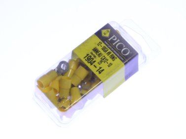 Crimp - Insulated Ring, 12-10AWG, #8 Tab, Yellow, 25/pk