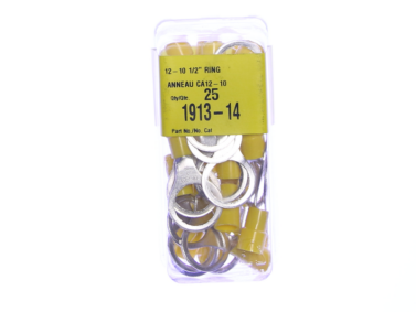 Crimp - Insulated Ring, 12-10AWG, 1/2" Tab, Yellow, 25/pk