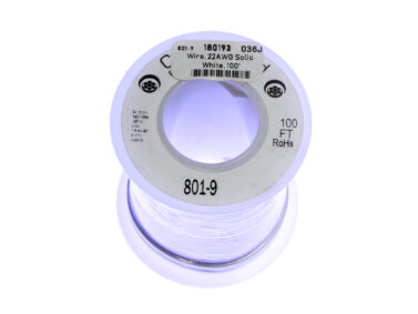Wire, Solid Core 22AWG - White, 30M (100')