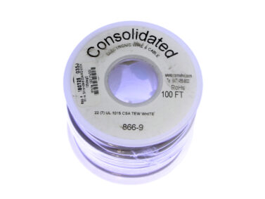 Wire, Stranded 22AWG 600V, 105°C - White, 30M (100') (7x30)