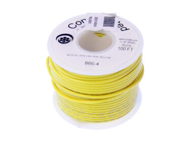 Wire Stranded, 22AWG 600V. 105°C - Yellow, 30M (100') (7x30)