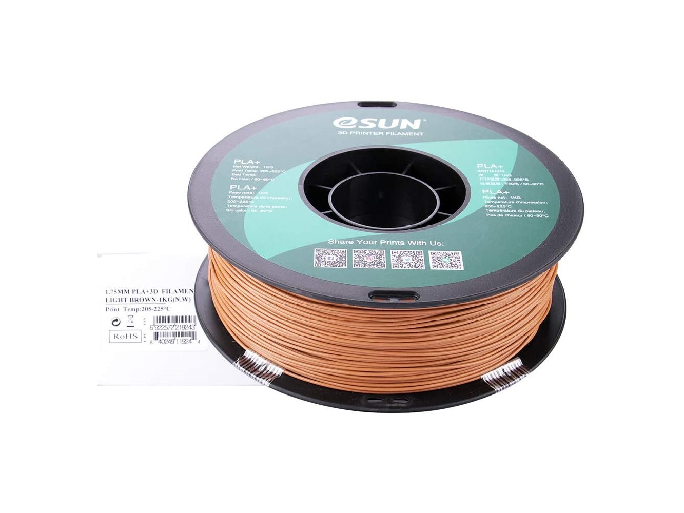 eSun 1.75mm PLA+ Light Brown Filament - 1kg Spool - Solarbotics Ltd.