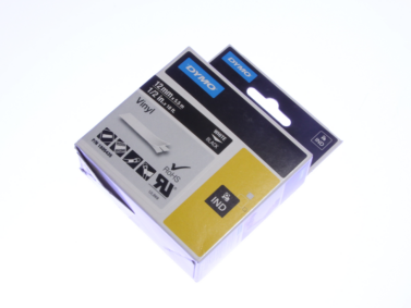 Dymo 1805435 Rhino 12mm White-on-Black Vinyl Label Cassette