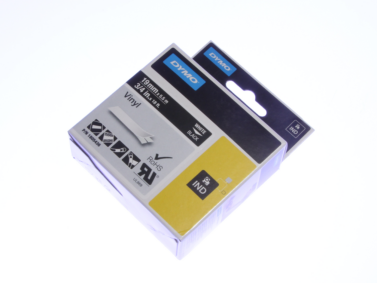 Dymo 1805436 Rhino 19mm White-on-Black Vinyl Label Cassette
