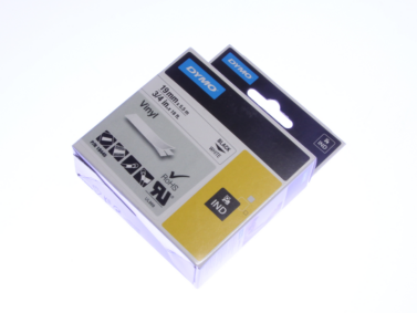 Dymo 18445  Rhino 19mm Black-on-White Vinyl Label Cassette