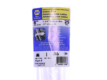Mount Tab Cable Tie - 8" length, Natural, 25/pk
