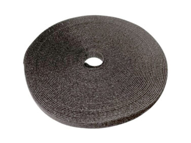 1/2" Wide Hook and Loop Tape - Black, 15M (50')