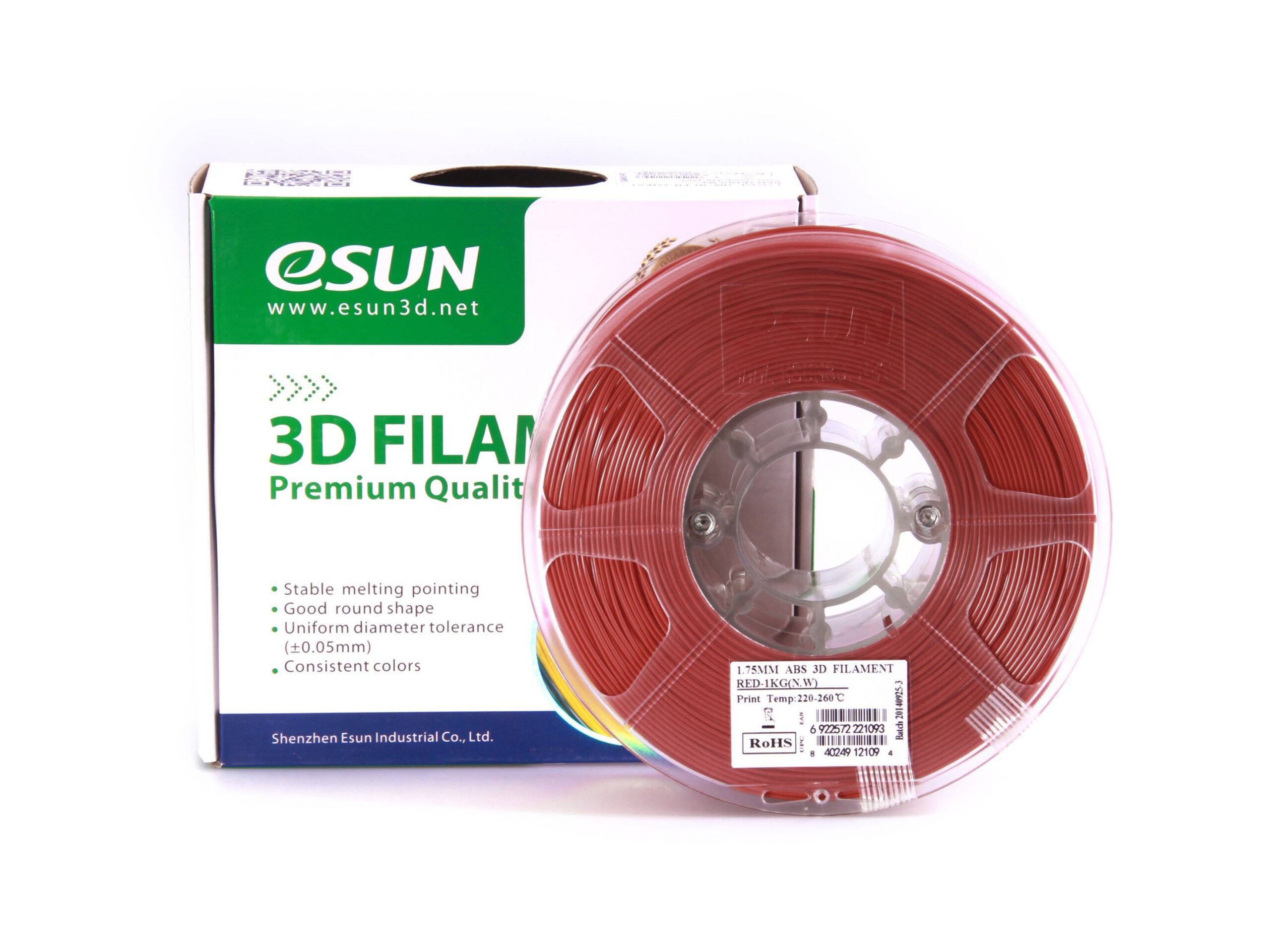 eSUN 1.75mm ABS Fire Engine Red Filament - 1kg Spool