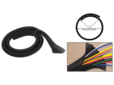 Split Braided Wrap Sleeving 3/4"W x 1.5M (5'), Black