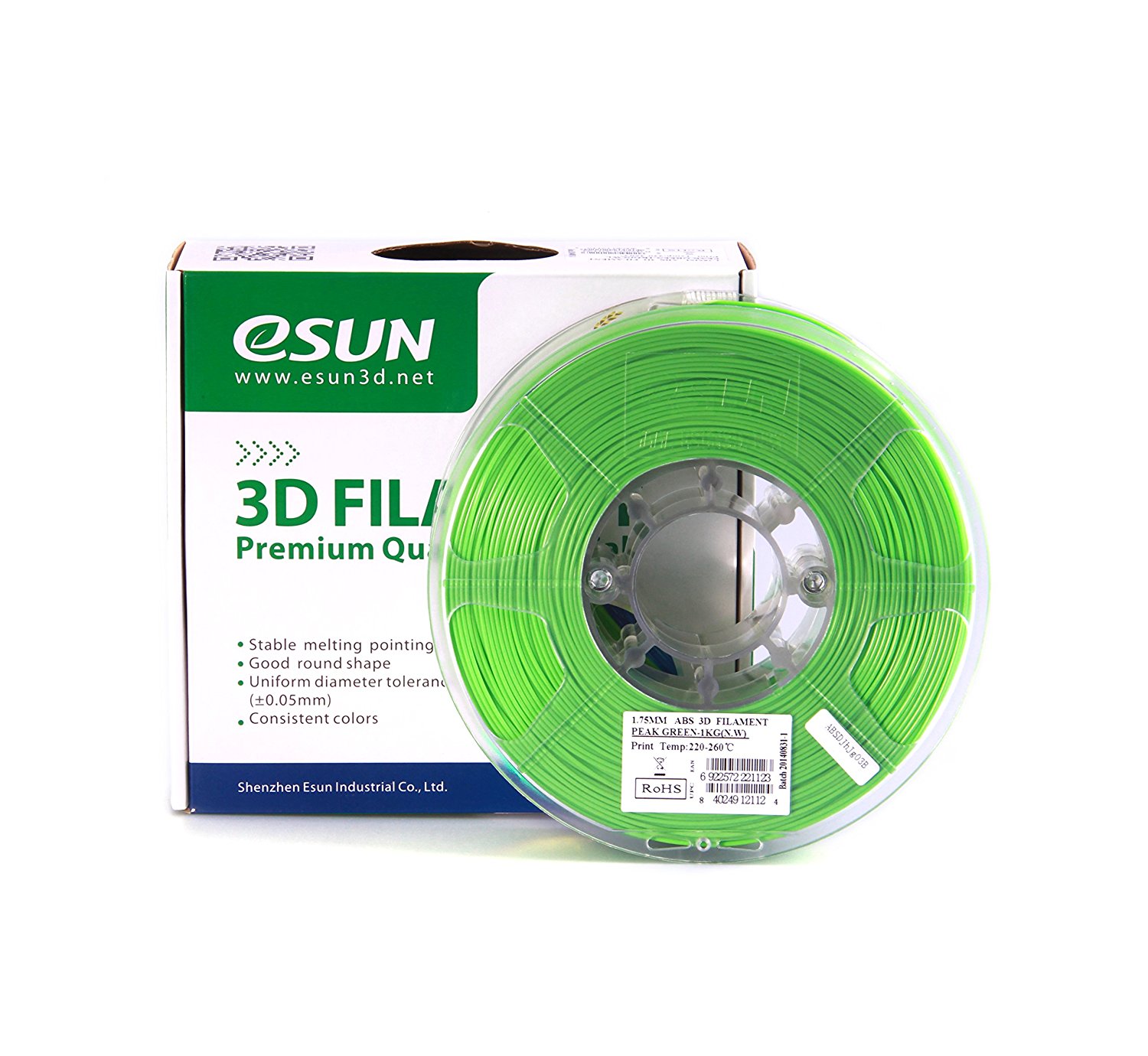 eSun 3mm ABS Peak Green Filament - 1kg - Solarbotics Ltd.