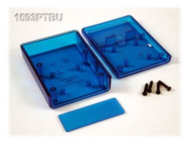 ABS Enclosure, Handheld Instrument, Removable Panel, Battery Door, Transparent Blue - 91x66x28mm (3.6x2.6x1.1in)