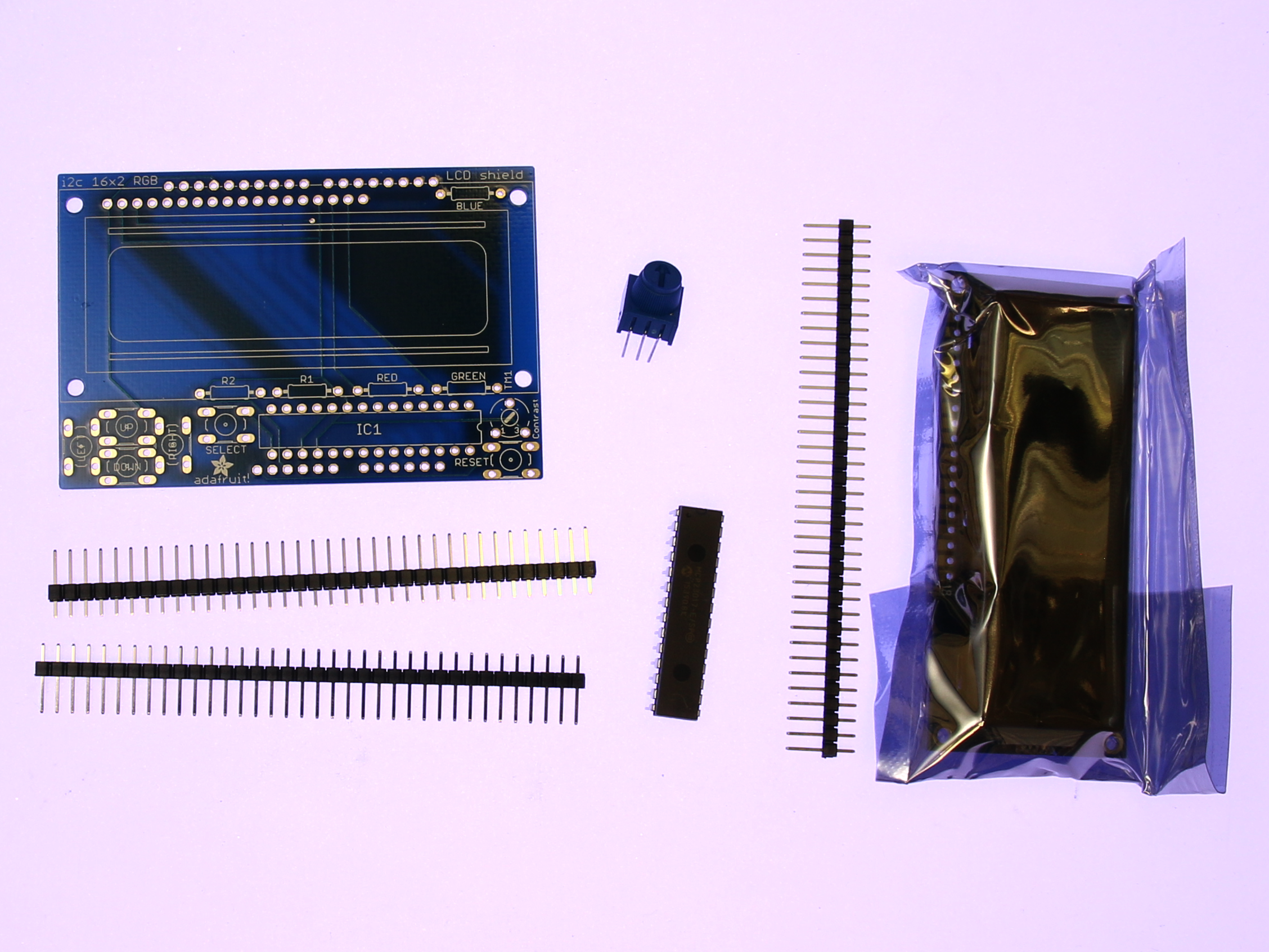 RGB 16x2 LCD Shield Kit