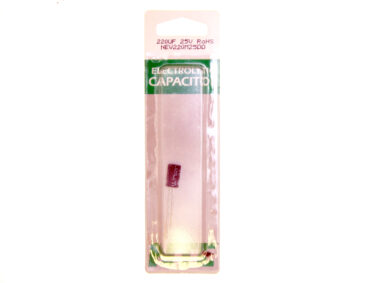 Capacitor, 220uF/25V - Electrolytic, 2/pk