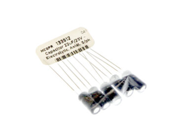 Capacitor 22uF/25V - Electrolytic, 5/pk