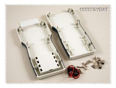 ABS Enclosure, Handheld, Soft Sides, Grey, 4xAA Battery Box - 100x210x32mm (3.9x8.3x1.3in)