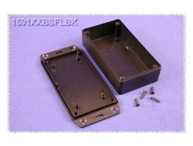 ABS Enclosure, General Purpose, Mounting Flanges, PCB Mounting w/Self Tapping Screws, Black - 112x64x28mm (4.4x2.5x1.1in)