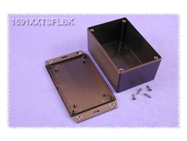 ABS Enclosure, General Purpose, Mounting Flanges, PCB Mounting w/Self Tapping Screws, Black - 122x81x56mm (4.8x3.2x2.2in)