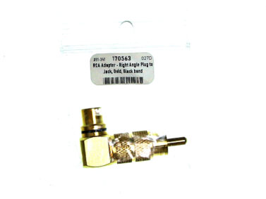 RCA Adapter - Right Angle Plug to Jack, Gold, Black band