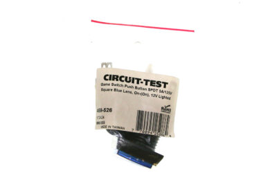Switch, Pushbutton Illum. Game - SPDT 12A/125V, 12V Sq. Blue Lens, On/(On)
