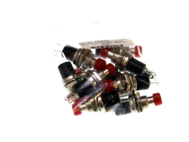 Switch, Pushbutton Mini - SPST-Red, 1A/125V, Off/(On), 10/pk