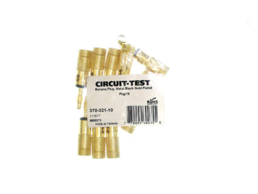 Banana Plug - Heavy Duty, Gold, Black - R/A Clamp, Pkg/10