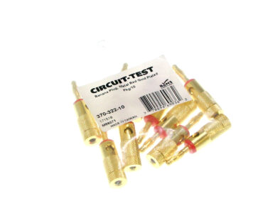 Banana Plug - Heavy Duty, Gold, Red - R/A Clamp, Pkg/10