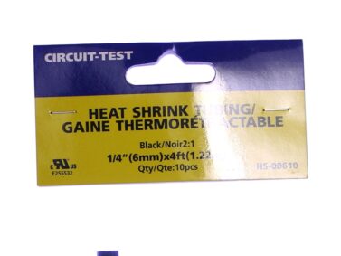 Heatshrink, Black - 1/4" x 4ft, Value Pack of 10