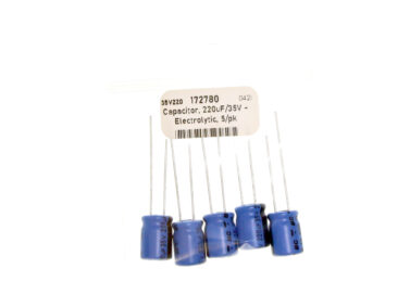 Capacitor, 220uF/35V - Electrolytic, 5/pk
