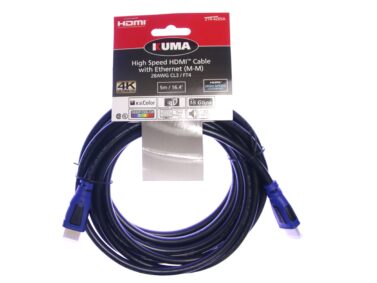 High Speed HDMI 4K Cable with Ethernet M-M, FT4, 28AWG, 5m - Hanger Card