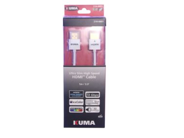 High Speed HDMI 4K Ultra Thin Cable with Ethernet M-M, 1m
