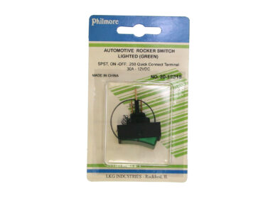 Switch, Rocker, Auto, SPST - GREEN, 30A/12VDC