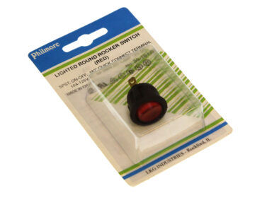 Switch, Rnd Rocker, Illum, Snap-in, SPST - 12VDC RED, 10A/125VAC