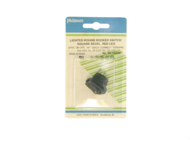 Switch, Rnd. Rocker, Illum., SPST - 2VDC RED, 10A/125VAC