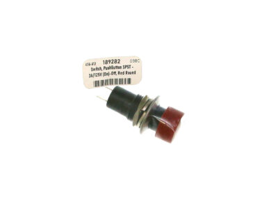 Switch, PushButton SPST - 3A/125V (On)-Off, Red Round