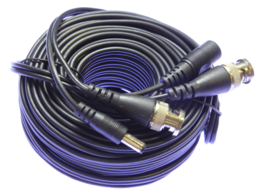 Camera Video/Power Cable Extension - BNC & 2.1mm Plugs, 50ft Black