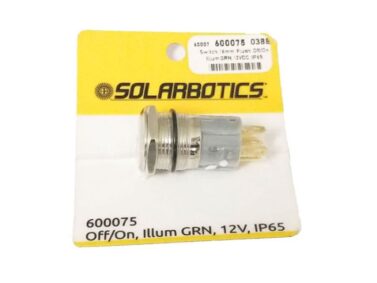 Pushbutton Off/On Latching Switch 16mm, illum Green 12V, IP65