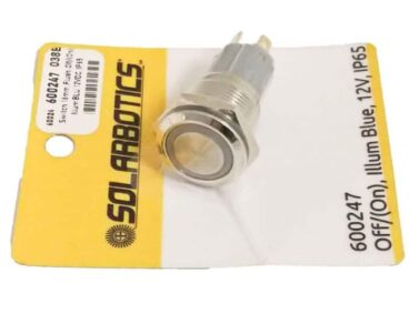 Pushbutton Off/(On) Switch 16mm, illum Blue 12V, IP65
