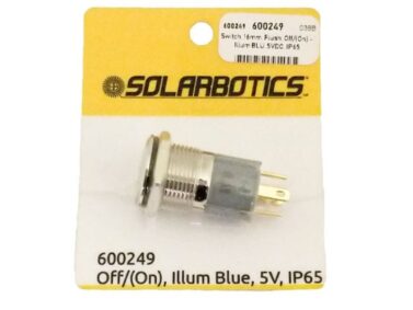 Pushbutton Off/(On) Switch 16mm, illum Blue 5V, IP65