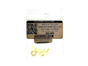 3mm Nylon Washer, 8OD x 3.2ID x0.8mm thk, 10/pk