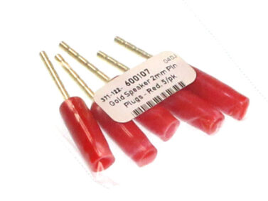 Gold Speaker 2mm Pin Plugs - Red, 5/pk