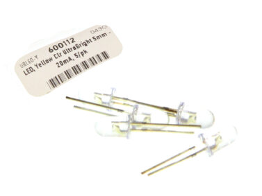 LED, Yellow Clr UltraBright 5mm - 20mA, 5/pk