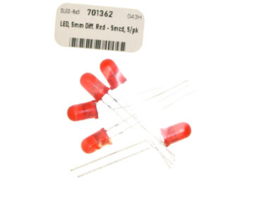 LED, 5mm Diff. Red - 120mcd, 5/pk