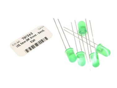 LED, 5mm Diff. Green - 100mcd, 5/pk