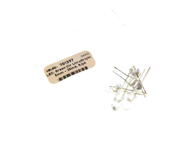 LED, Green Clr UltraBright 5mm - 20mA, 5/pk