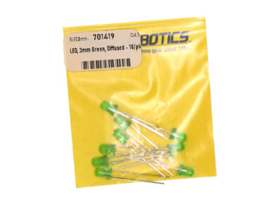 LED, 3mm Green, Diffused - 10/pk