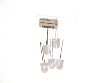 LED, 10mm Green Diffused - 5/pk