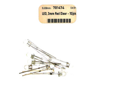 LED, 3mm Red Clear - 10/pk